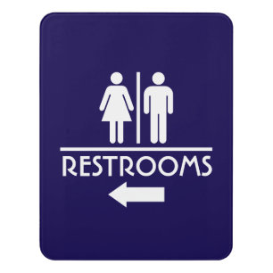 Blue Modern Unisex Restroom Sign for Business Door