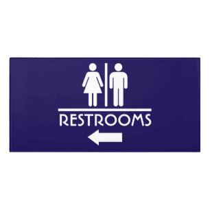 Blue Modern Unisex Restroom Sign for Business Door