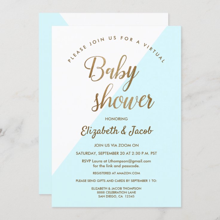 Blue Modern Virtual Baby Shower Invitation | Zazzle