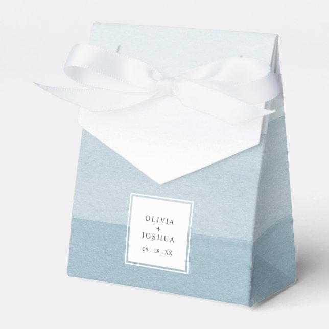 Blue Modern Wedding Favor Boxes (Front Side)