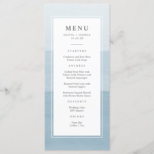 Blue Modern Wedding Menu