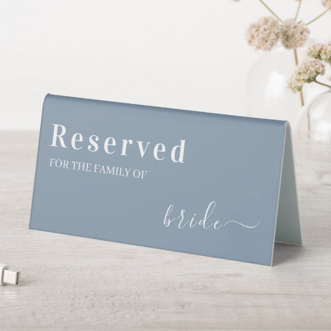 Blue Modern Wedding Reserved Family of the Bride Table Tent (In SItu (Table))