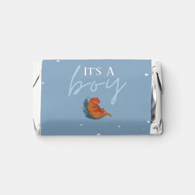 Blue Mom and Baby Sea Otter Baby Shower Hershey's Miniatures (Front)