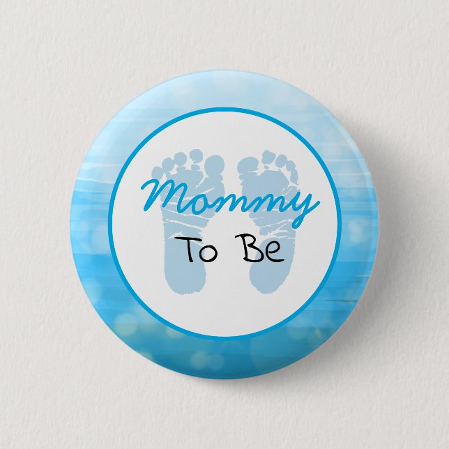Blue Mom to Be Baby Shower Button (Front)