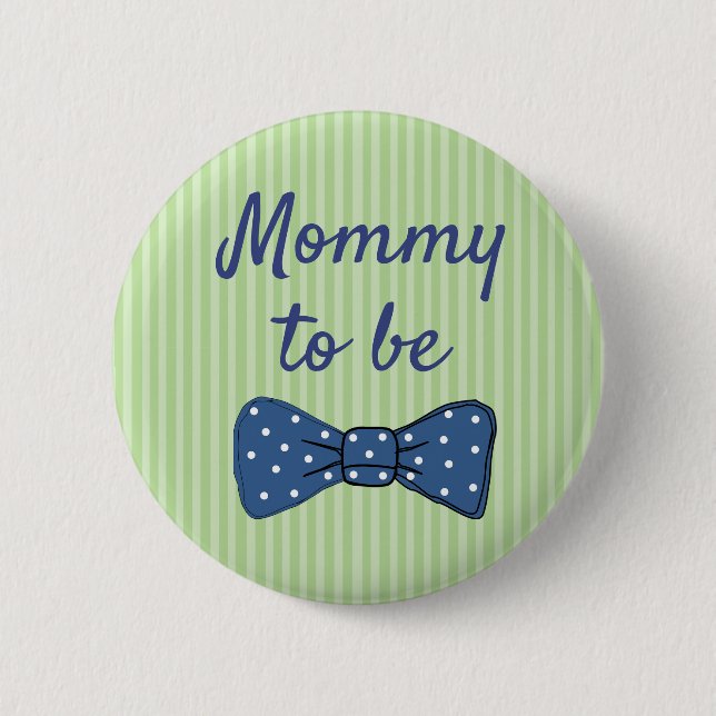 Blue Mom to be Bow Tie Baby Shower Button (Front)