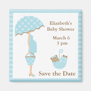 Blue Mom to be with Umbrella Magnet