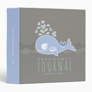 Blue Mom Whale Twin Boys Pregnancy Journal Binder