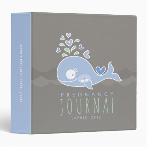 Blue Mom Whale Twin Boys Pregnancy Journal Binder