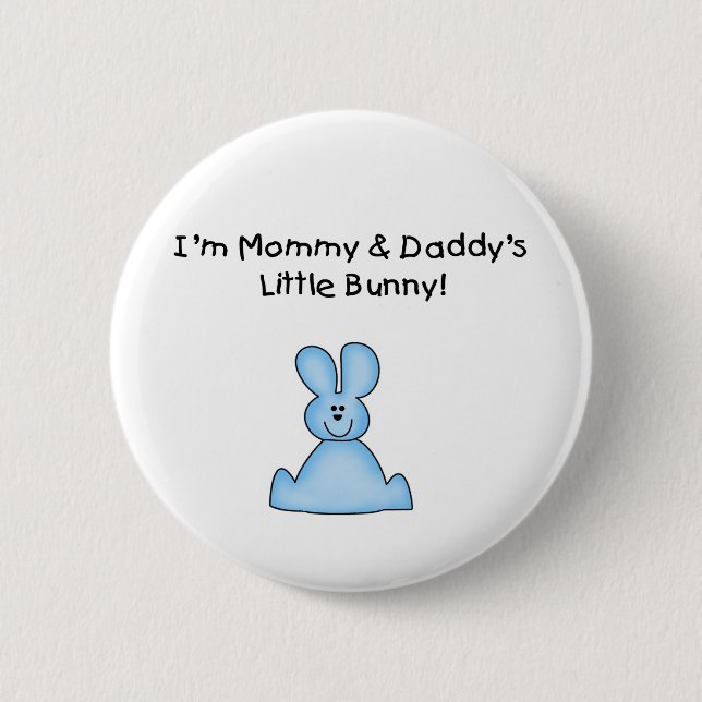 Blue Mommy and Daddy's Little Bunny T-shirts Button (Front)