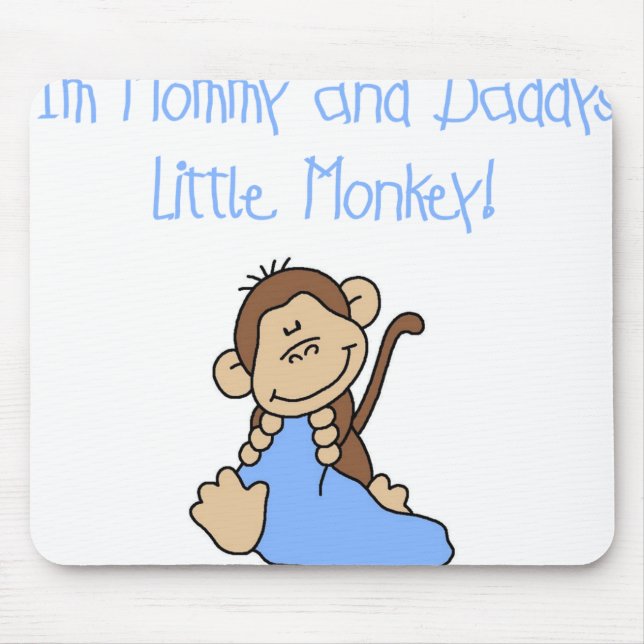 Blue Mommy and Daddy's Monkey Mouse Pad (Front)