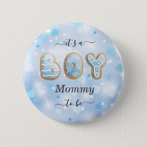 Blue Mommy to Be Boy Baby Shower Button