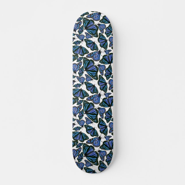 Blue Monarch Butterflies Skateboard (Front)