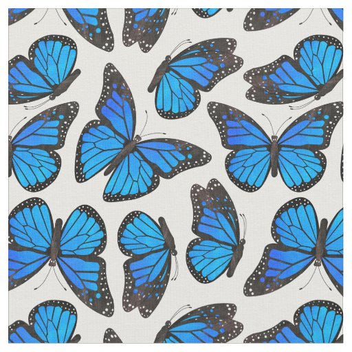 Blue monarch butterfly pattern fabric