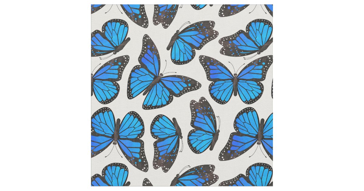 Blue Monarch Butterfly Pattern Fabric