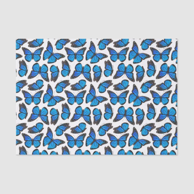 Blue Monarch Butterfly Pattern Tissue Paper (Front)