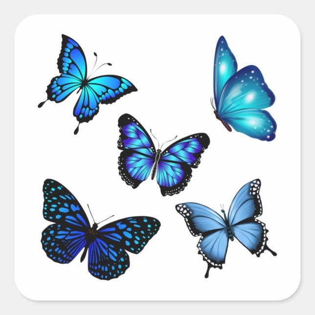 Blue Monarch Butterfly Square Sticker (Front)