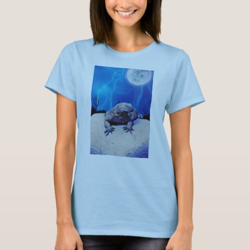 Blue Monitor Lizard Dragon Reptile Fantasy Art T_Shirt