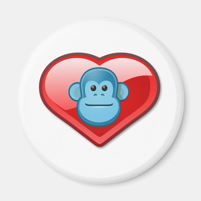 Blue Monkey Love Magnet (Front)
