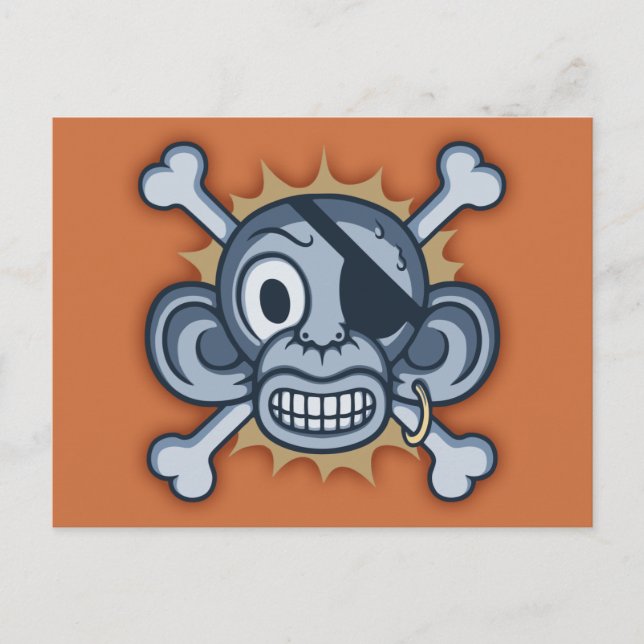 Blue Monkey Pirate Postcard (Front)