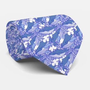 Blue Monochromatic Humpback Whale Neck Tie