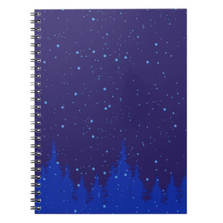 Blue Monochromatic Snowy Christmas Design Notebook