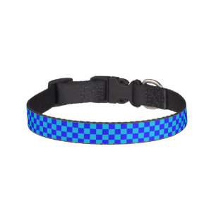 Blue Monochrome Checkerboard Pattern Pet Collar