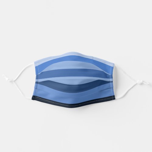 Blue Monochrome Color Block Striped Pattern Adult Cloth Face Mask