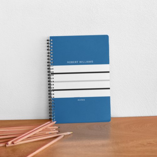 Blue Monochrome Striped Notebook