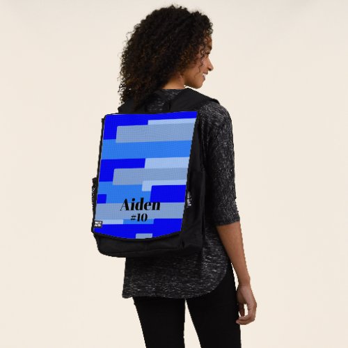 Blue Monogram and Jersey Number Sport Backpack