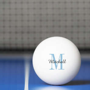 Blue Monogram and Name Personalized Ping Pong Ball