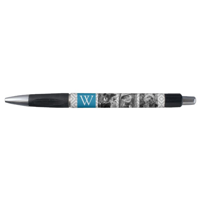 Blue Monogram and Photo Collage Pen (Front)