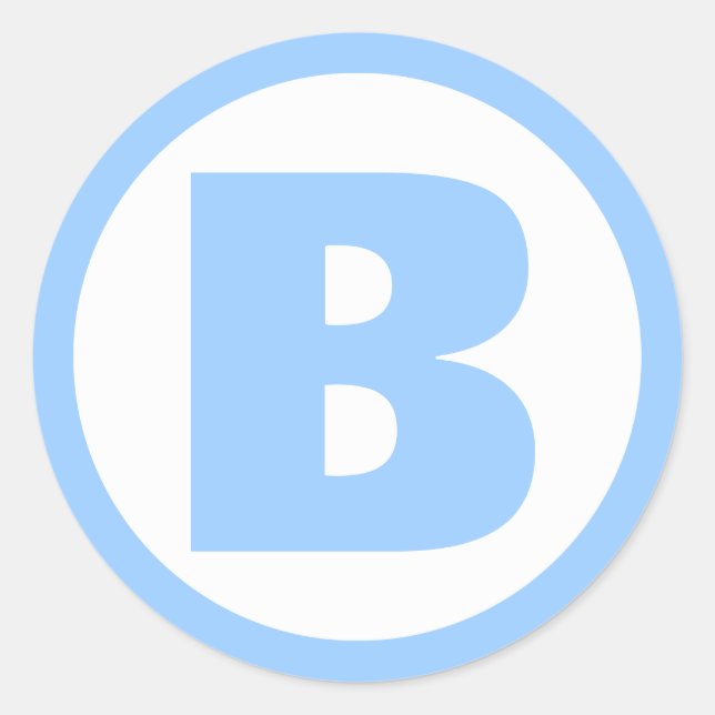 Blue monogram baby shower party favor stickers (Front)