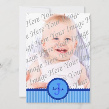 Blue Monogram Birth Announcements by Joyful_Expressions at Zazzle