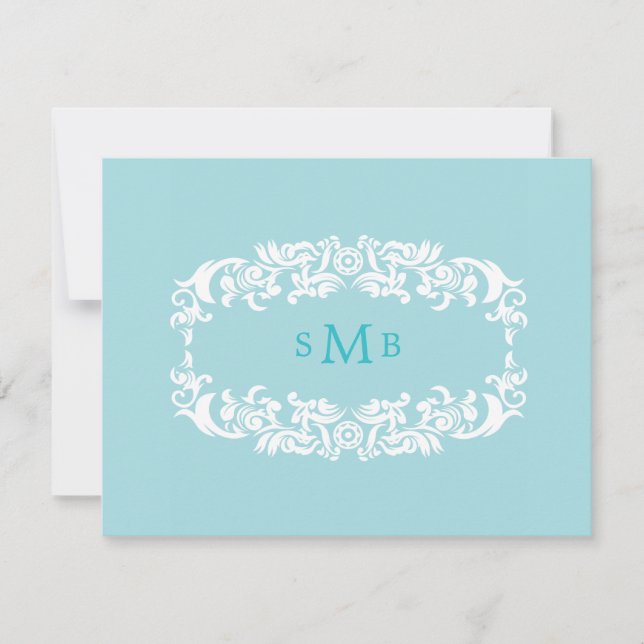 Blue Monogram Bridal Shower Recipe Card (Front)