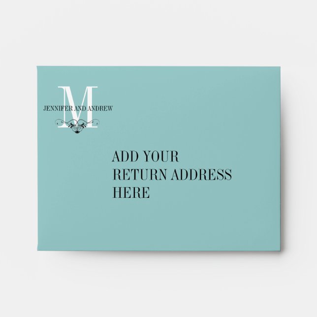 Blue Monogram Chandelier RSVP Card Envelopes (Front)