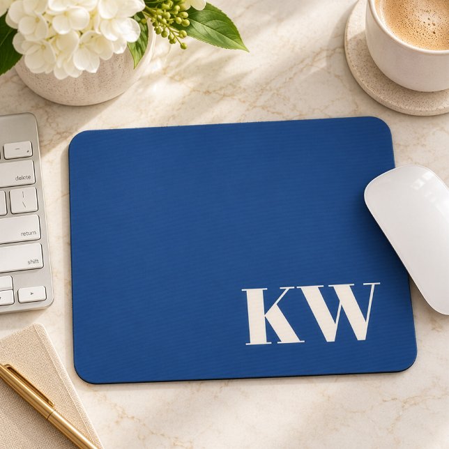 Blue Monogram Classic Office Desk Accessory Mouse Pad (Creator Uploaded)