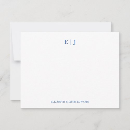 Blue Monogram Couple Initials Personalized Note Card