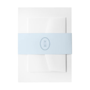 Blue Monogram Crest Wedding Invitation Belly Band
