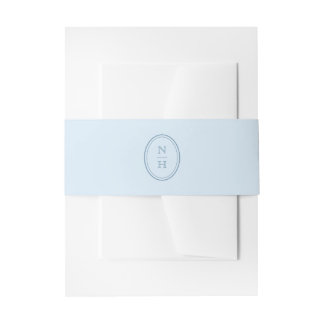 Blue Monogram Crest Wedding Invitation Belly Band