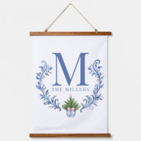 Blue Monogram Crest with Christmas Tree