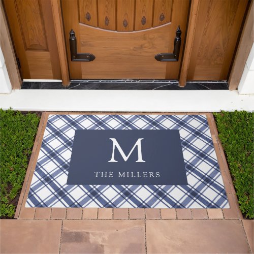 Blue Monogram Doormat