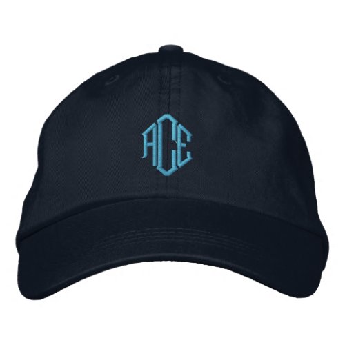 Blue Monogram Embroidered Baseball Hat