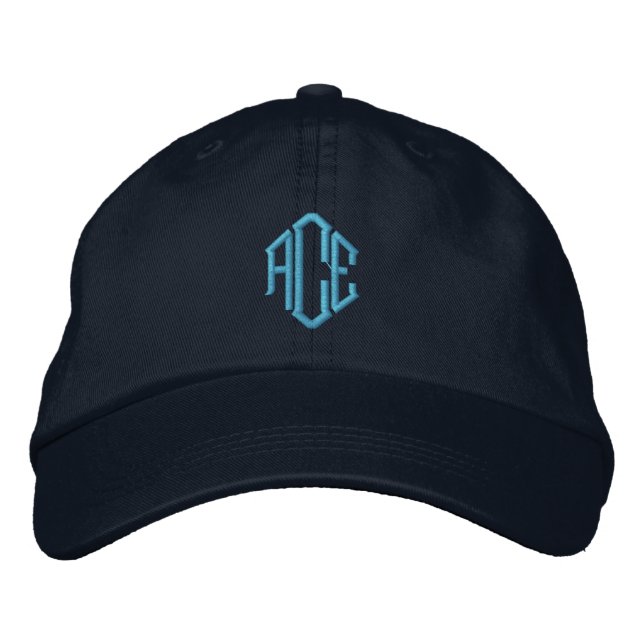 Blue Monogram Embroidered Baseball Hat (Front)