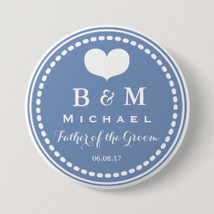 Blue Monogram - Father of the Groom Wedding Button
