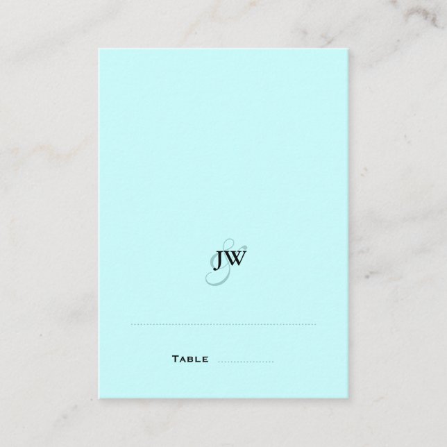 Blue Monogram Folded Place Cards (Front)