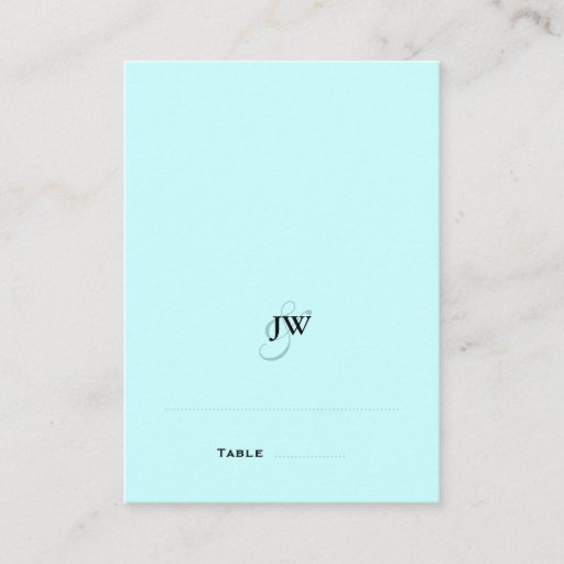 Customizable Blue Monogram Folded Place Cards Business Card
