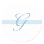 Blue Monogram G Classic Round Sticker