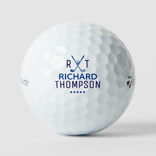 Blue Monogram golfballs with his name Golf Balls (Front)