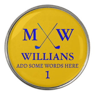 Blue Monogram (golfer name & initials) yellow Divot Tool