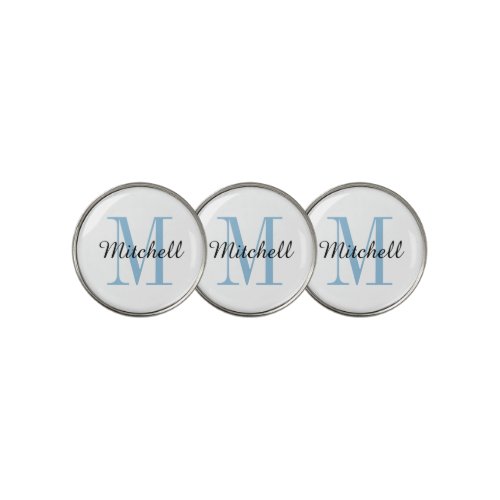 Blue Monogram Initial and Name Personalized Golf Ball Marker